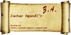 Zachar Agenór névjegykártya